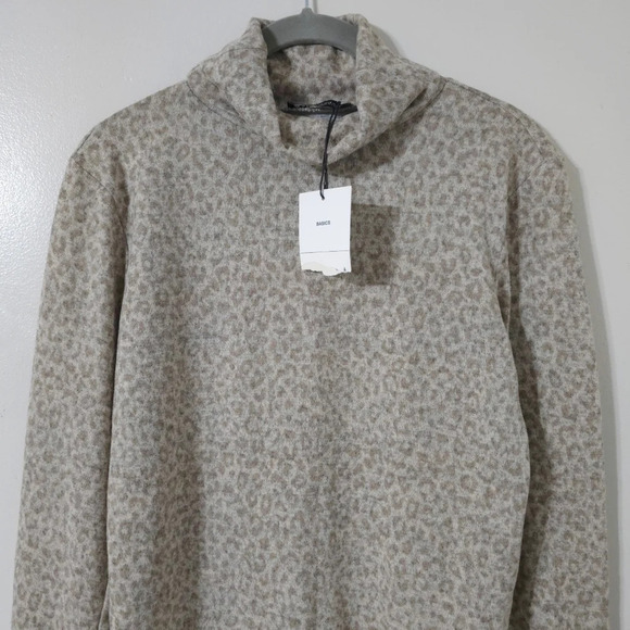 ZARA Nwt Soft Touch Animal Print Long Sleeve Turtleneck, Taupe, Light Brown, S - Picture 4 of 13